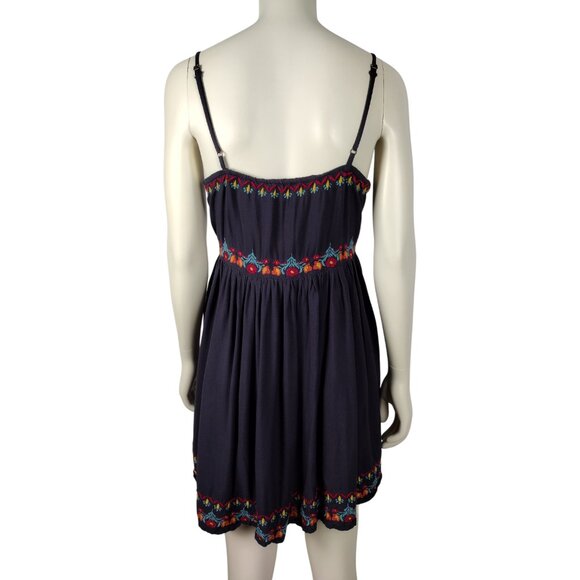 Natural Life Blue Embroidered Relaxed Fit Mini Spaghetti Strap Dress Size S - Picture 5 of 12